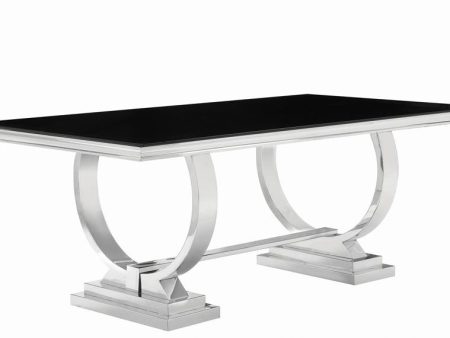 Antoine Chrome Black Rectangular Dining Table For Discount