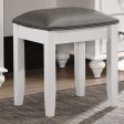 Barzini Metallic White Upholstered Vanity Stool For Sale