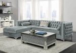 Bellaire Button-Tufted Upholstered Sectional Silver Hot on Sale