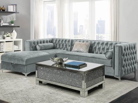 Bellaire Button-Tufted Upholstered Sectional Silver Hot on Sale