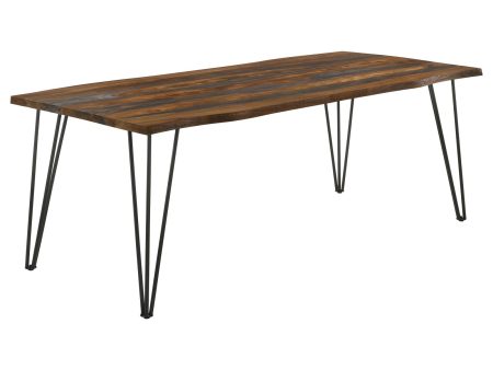 Neve Sheesham Gray Gunmetal Live-edge Dining Table with Hairpin Legs For Discount