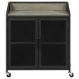 Arlette Gray Wash Sandy Black Wine Cabinet with Wire Mesh Doors Online now