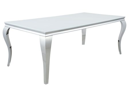 Carone White Chrome Rectangular Glass Top Dining Table Sale