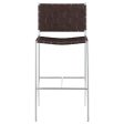 Adelaide Brown Chrome Upholstered Bar Stool with Open Back Sale