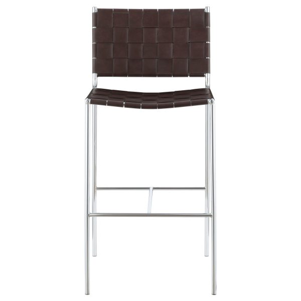 Adelaide Brown Chrome Upholstered Bar Stool with Open Back Sale