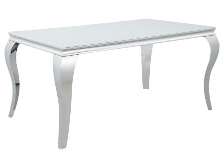 Carone White Chrome Glass Top Dining Table For Cheap