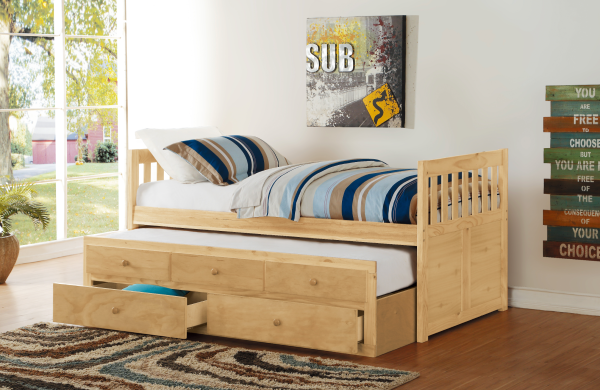 Bartly Pine Twin Twin Trundle Bed Online Sale