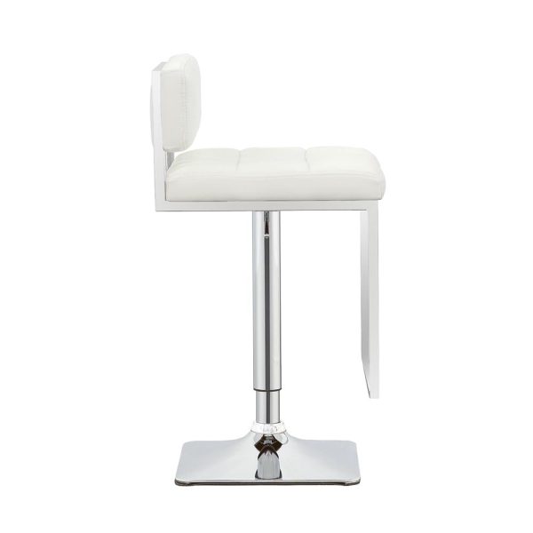 Alameda White Chrome Adjustable Bar Stool For Sale