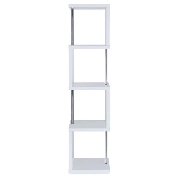 Baxter White Chrome 4-Shelf Bookcase Online Sale