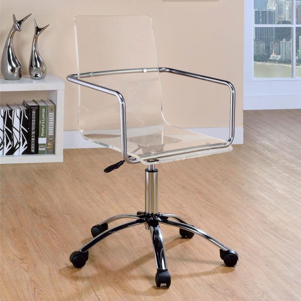 Amaturo Clear Chrome Office Chair with Casters For Discount