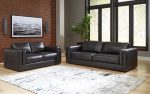 Amiata Onyx Leather Living Room Set For Discount