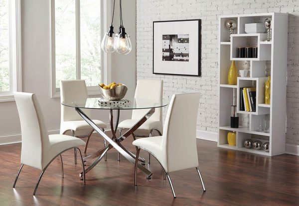 Beckham Chrome Clear Round Dining Table Online Hot Sale