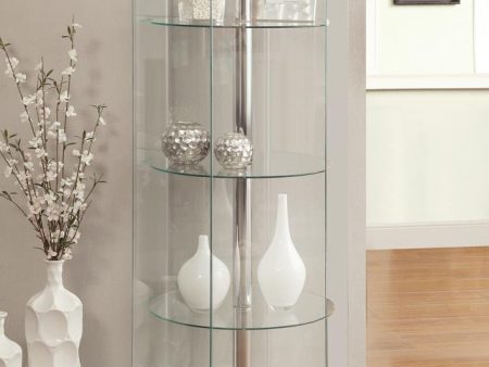 Zahavah White Clear 4-Shelf Hexagon Shaped Curio Cabinet Online Sale