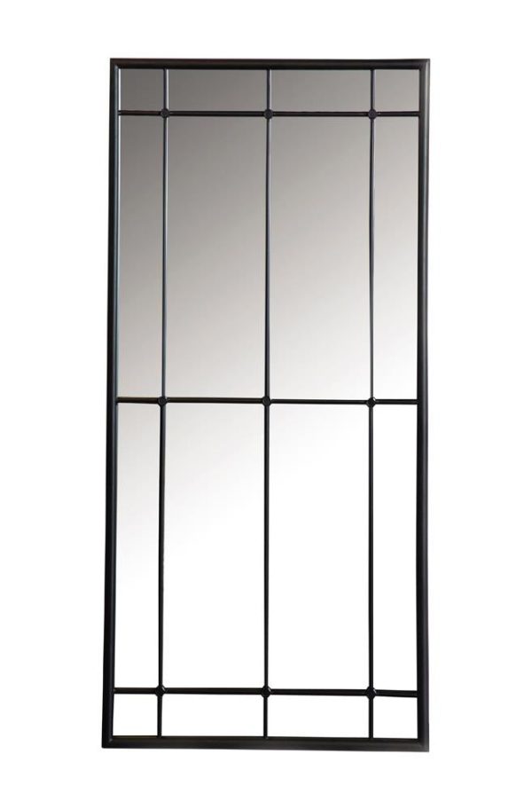 Annetta Black Rectangular Window Pane Wall Mirror Online Sale