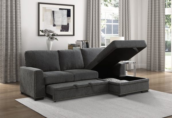 Morelia Charcoal RAF Storage Sleeper Sofa Chaise Online Hot Sale