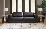 Amiata Onyx Leather Living Room Set For Discount