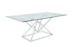 Beaufort Chrome Rectangle Glass Top Dining Table Online Sale