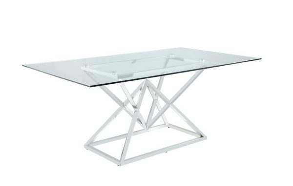 Beaufort Chrome Rectangle Glass Top Dining Table Online Sale