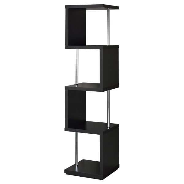 Baxter Black Chrome 4-Shelf Bookcase Discount