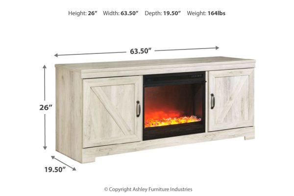 Bellaby Whitewash 63  TV Stand with Fireplace For Discount