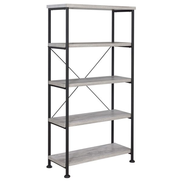 Analiese Gray Driftwood 4-Shelf Bookcase For Sale