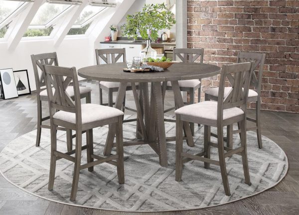 Athens Barn Gray Round Counter Height Table with Drop Leaf Fashion