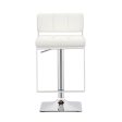 Alameda White Chrome Adjustable Bar Stool For Sale