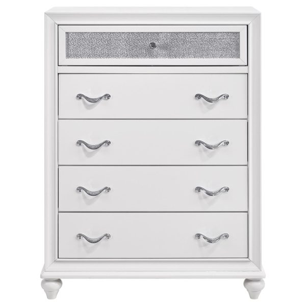 Barzini White 5-Drawer Chest Discount