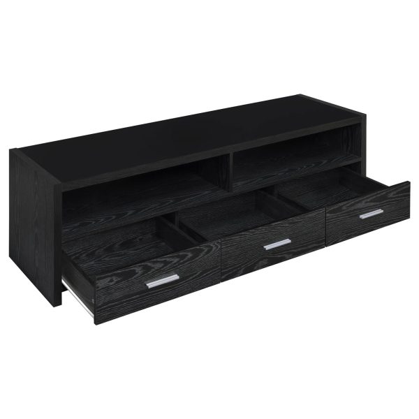 Alton 62  3-Drawer TV Console Black Oak Cheap