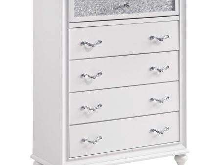 Barzini White 5-Drawer Chest Discount