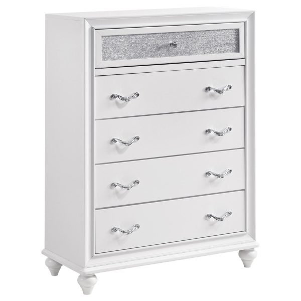 Barzini White 5-Drawer Chest Discount