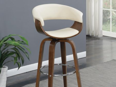 Zion Walnut Ecru Upholstered Swivel Bar Stool Hot on Sale