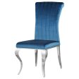 Betty Teal Chrome Upholstered Side Chairs, Set of 4 For Sale