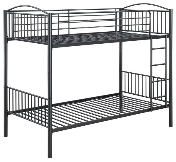 Anson Gunmetal Twin over Twin Bunk Bed with Ladder Discount