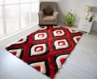 3D Shaggy Brown Red 5X7 Area Rug For Sale