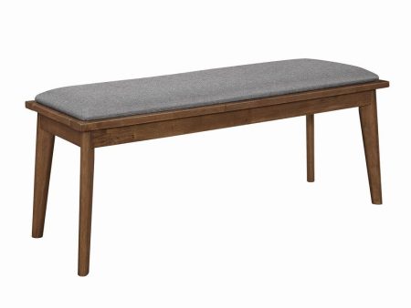 Alfredo Gray Natural Walnut Upholstered Dining Bench Cheap