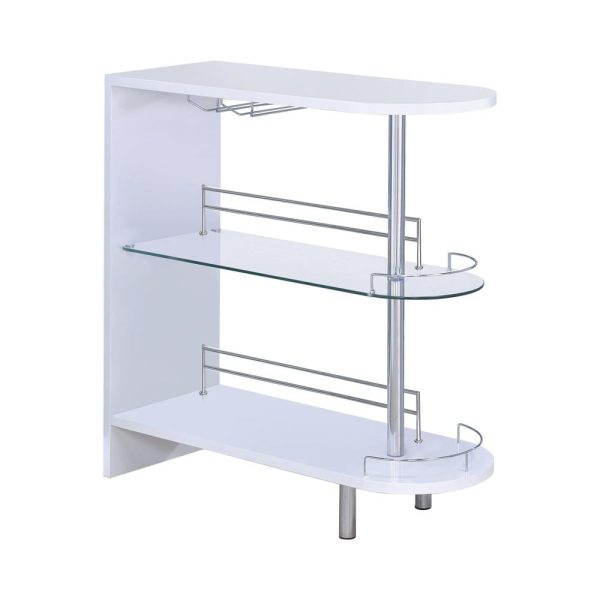 Adolfo Glossy White Clear 3-Tier Bar Table Supply