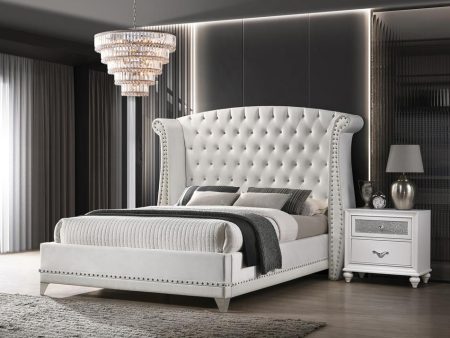 Barzini Queen Wingback Tufted Bed White Online Sale