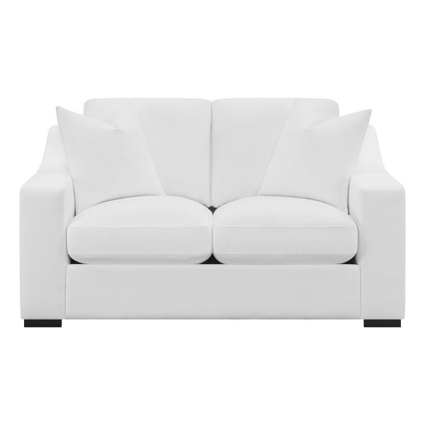 Ashlyn Upholstered Sloped Arms Loveseat White Online