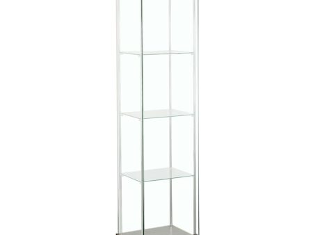 Bellatrix Cappuccino Clear Rectangular 4-Shelf Curio Cabinet Cheap