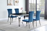 Betty Teal Chrome Upholstered Side Chairs, Set of 4 For Sale