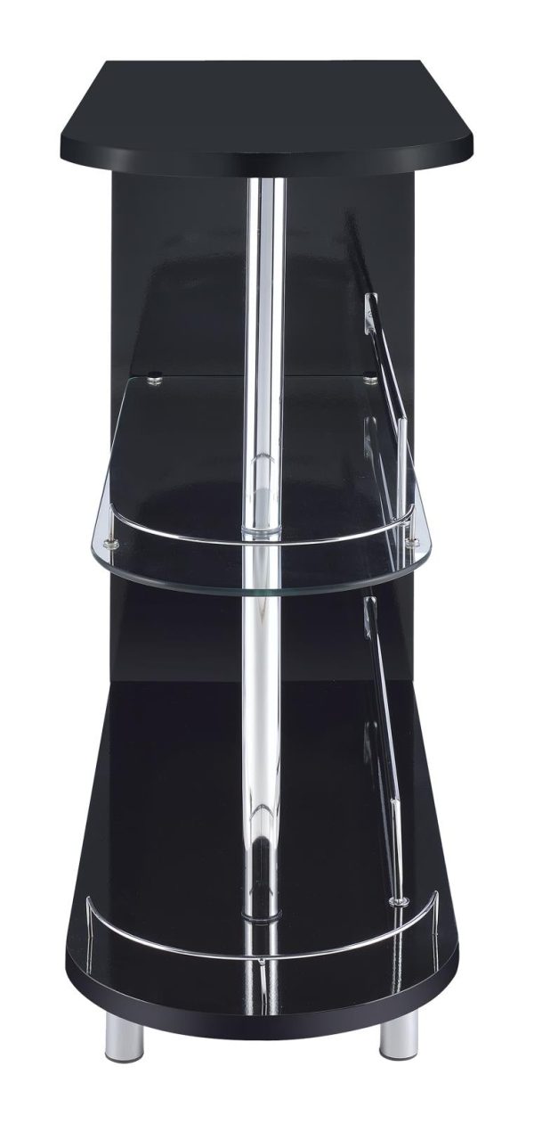 Adolfo Glossy Black Clear 3-Tier Bar Table Fashion