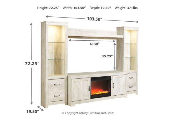 Bellaby Whitewash 4-Piece Entertainment Center with Fireplace Cheap