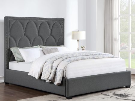 Bowfield Upholstered Bed with Nailhead Trim Charcoal Online Sale