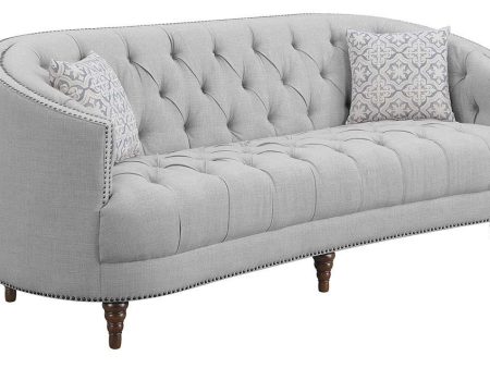 Avonlea Sloped Arm Upholstered Sofa Trim Gray For Sale