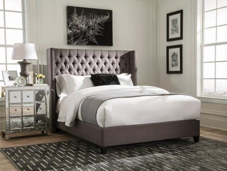 Bancroft Demi-wing Upholstered Queen Bed Gray Fashion