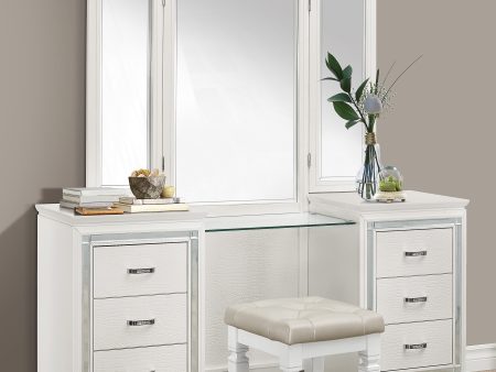 Allura White Vanity Dresser with Mirror For Discount