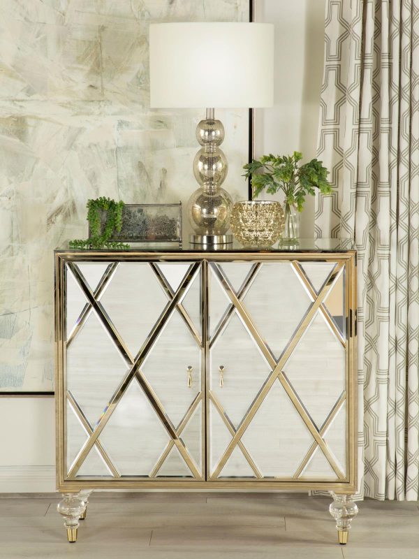 Astilbe Mirror Champagne 2-Door Accent Cabinet Sale