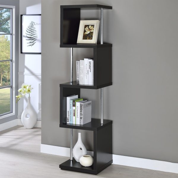 Baxter Black Chrome 4-Shelf Bookcase Discount