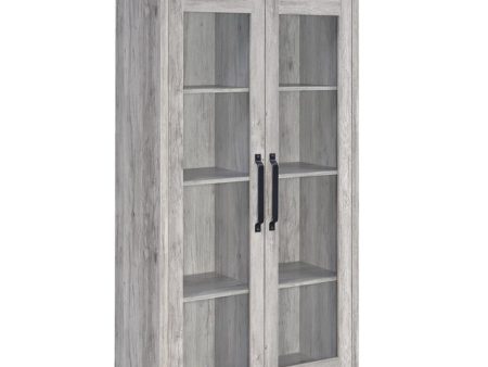 Alejo Gray Driftwood 2-Door Tall Cabinet Discount